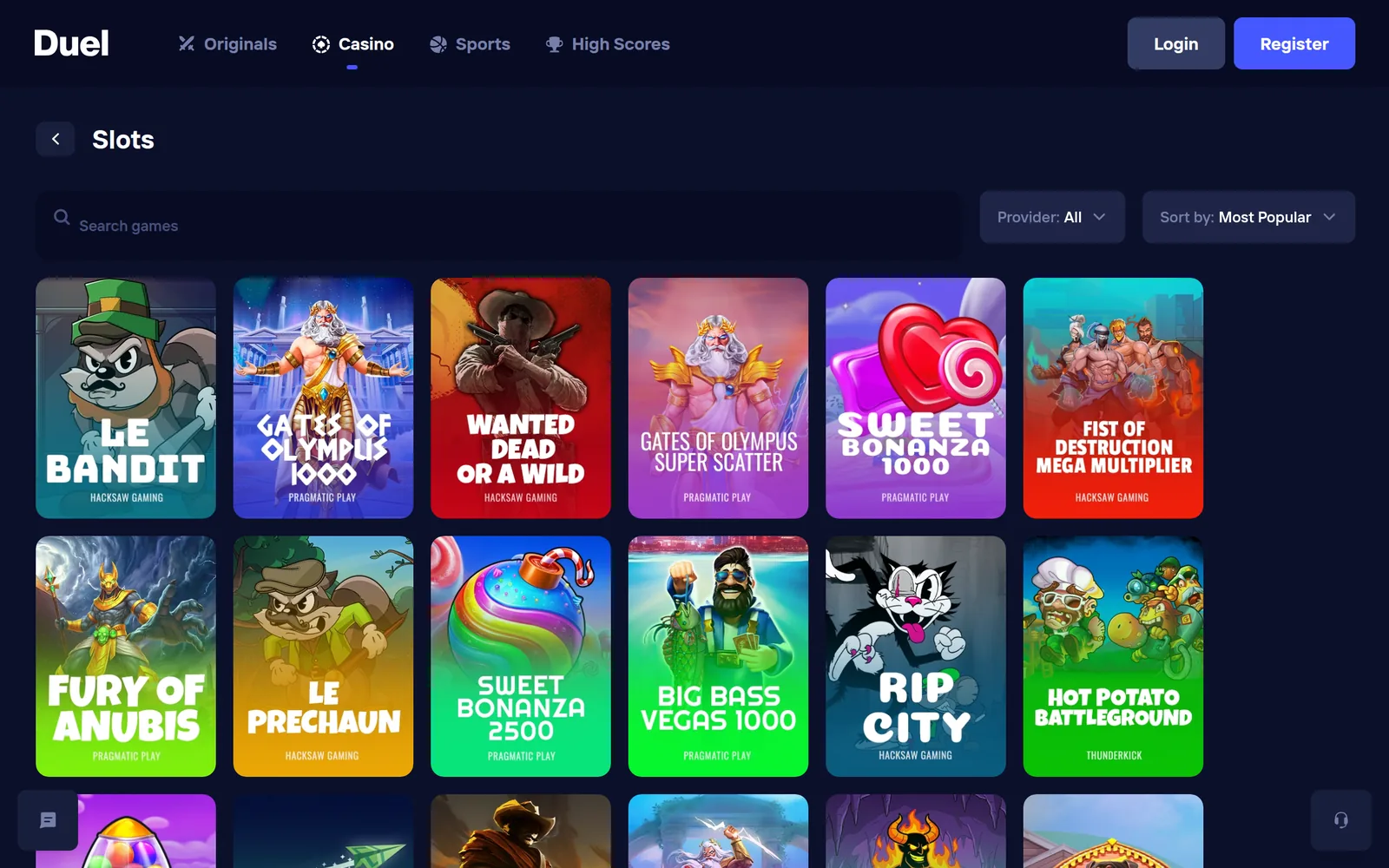 Duel slots lobby