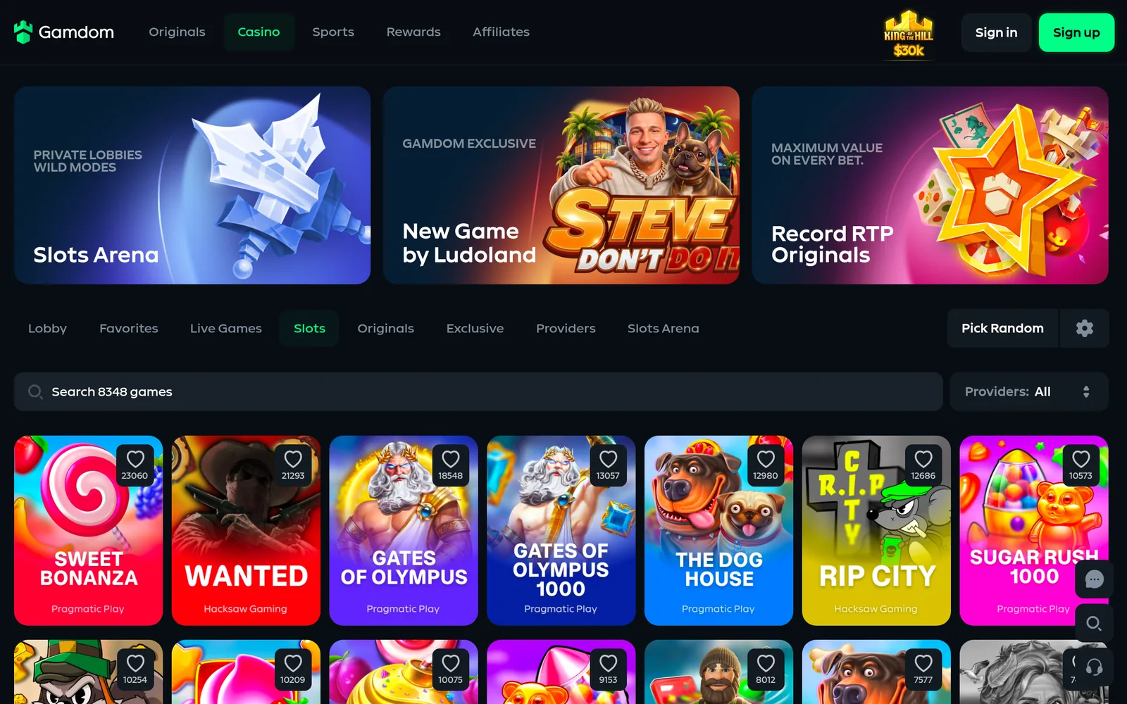 Gamdom slots lobby